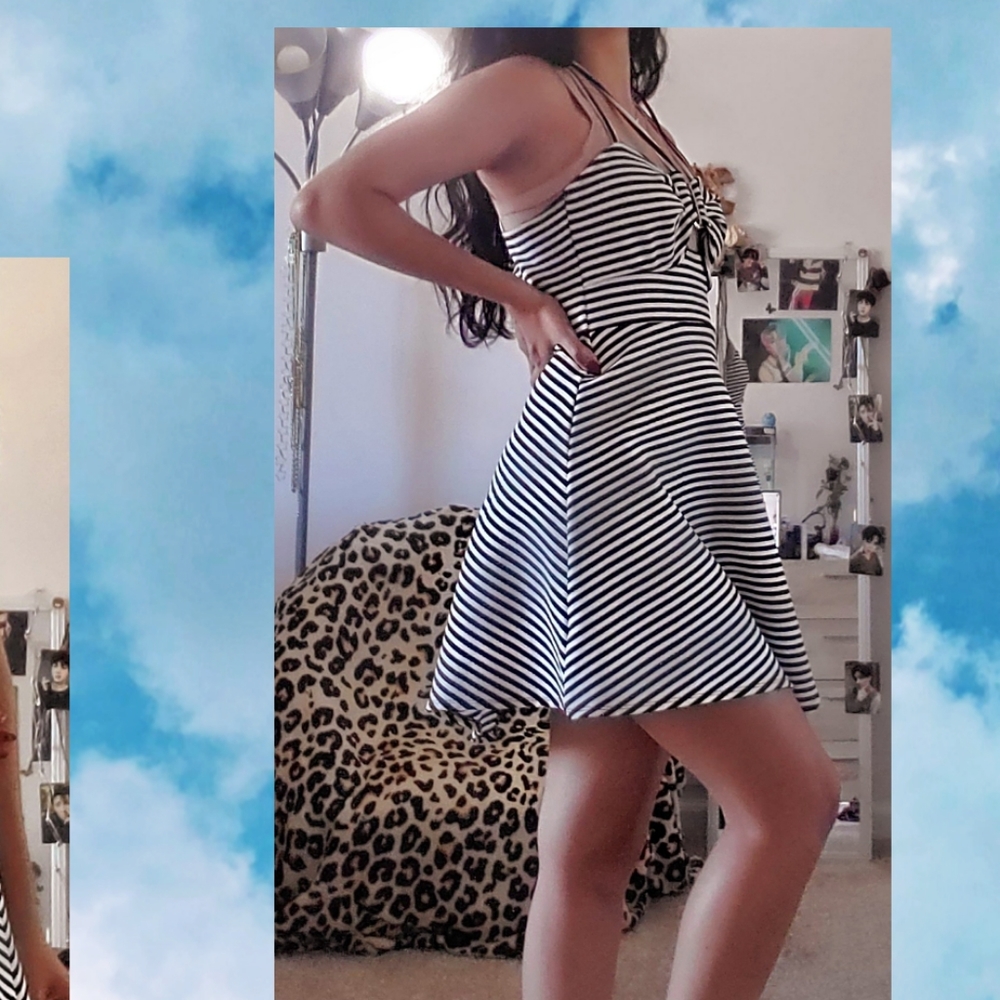 Black & white striped dress